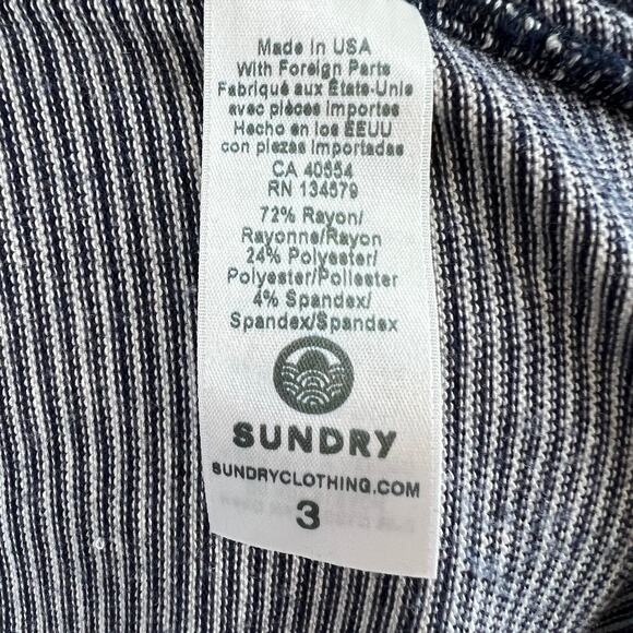 SUNDRY Blue White Stripe Embroidered Cherries Crew Neck Long Sleeve Knit Top 3 L - Picture 8 of 8